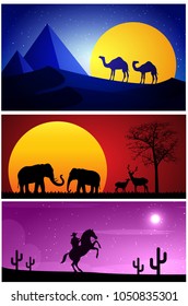 Camel horse elephant Deer vector