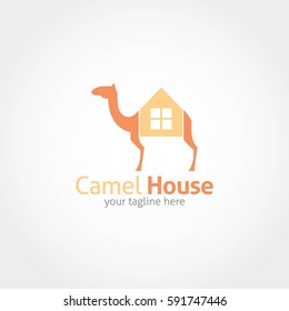 Camel House Logo Design Vector