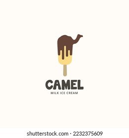 Camel with ice cream logo design concept. isolated object on background