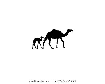 Camel  icon animal vector illustration.Camel mother's and son icon.Set of Camel Silhouettes Vector Illustration. Black Camel Illustration Animal Logo Silhouette.isolated on white background.