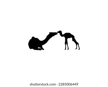Camel  icon animal vector illustration.Camel mother's and son icon.Set of Camel Silhouettes Vector Illustration.Black Camel Illustration Animal Logo Silhouette. isolated on white background. EPS 10.
