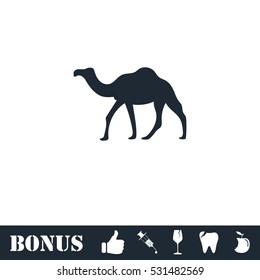 Camel icon flat. Vector illustration symbol and bonus pictogram