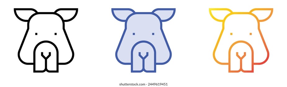 camel icon. Linear, Blue Fill and Gradient Style Design Isolated On White Background