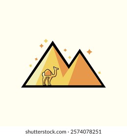 camel icon with mountain background