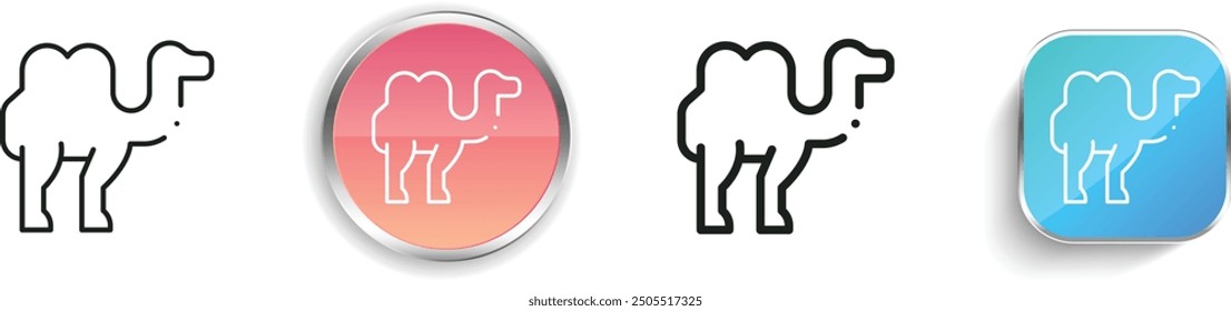 camel icon. Thin Linear, Regular and Button Style Design Isolated On White Background