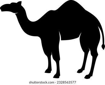 Ilustración vectorial de icono de camello. Icono de dromedario de camello de silueta para el evento de ganado, comida, animal y eid al adha. Recurso gráfico para el diseño cubano en el islam y la cultura musulmana
