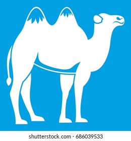 Camel icon white isolated on blue background vector illustration