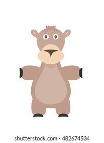 Camel illustration as a funny character. Big mammal and even-toed ungulate with two or one hump. Small cartoon creature, isolated object in flat design on white background.
