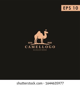 Diseño de logotipo moderno Camel King con plantilla vectorial de estilo plano