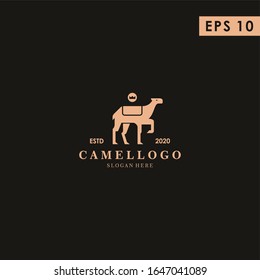 Camel King Modern Logo Design With Flat Style Vector Template