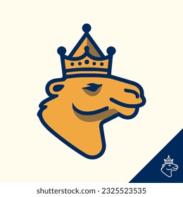 camel king wearing crown logo, luxury travel brand