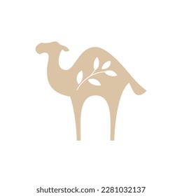 camel and leaves, vector icon illustration