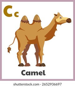 Letra Camel C alfabeto inglês cartão crianças