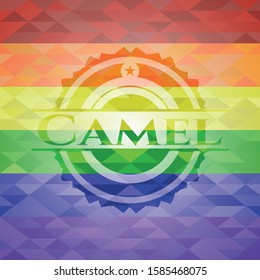 Camel lgbt colors emblem. Vector Illustration. Mosaic.