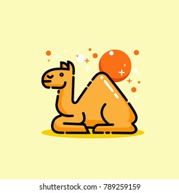 Camel lie vector illustration style Flat