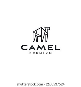 camel line art geometry logo icon vector design illustration