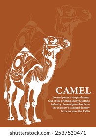 camel, Line art , illustration, Animal ,layout