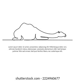 Camel line design. Simple animal silhouette decorative elements drawn with one continuous line. Vector illustration of minimalist style on white background.