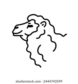 Camel, line icon. Head of camel, side view. Linear illustration, simple icon, editable strokes