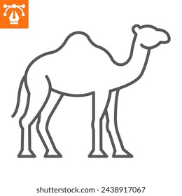 Camel line icon, outline style icon for web site or mobile app, zoo and animal, Arabian camel vector icon, simple vector illustration, vector graphics with editable strokes.