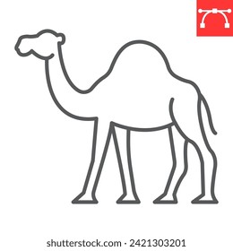 Camel line icon, zoo and animal, Arabian camel vector icon, vector graphics, editable stroke outline sign, eps 10.