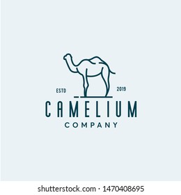 Camel Line Logo Design Template Inspiration - Vector