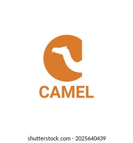 camel logo concept. letter c camel logo. camel logo formed with letter C sign symbol. good for travel industry, zoo