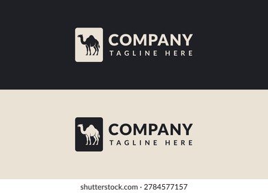 camel logo design. logo icon vector silhouette illustration