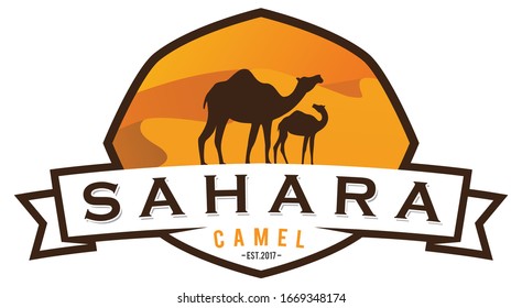 camel logo design template vintage  vector illustration