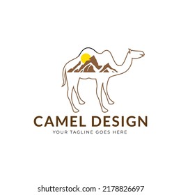 camel logo design template,vintage camel vector illustration