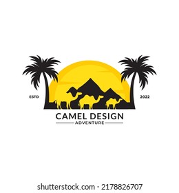 plantilla de diseño de logotipo de camello,ilustración vintage de camello