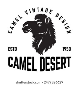 Plantilla de Vector de diseño de logotipo de camello, ilustración de logotipo de camello animal del desierto de Antiguas