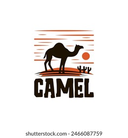 Kamellogo mit modernem Design und Wüstenhintergrund für brande Identität