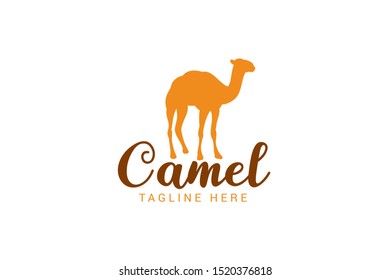 camel logo with silhouette illustration of camel