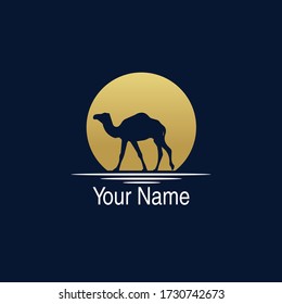 Camel logo with a silhouette on dark background.