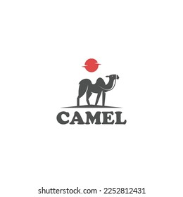 camel logo standing in the desert design vector illustration