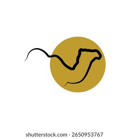 camel logo standing in the desert design on white background vector illustration