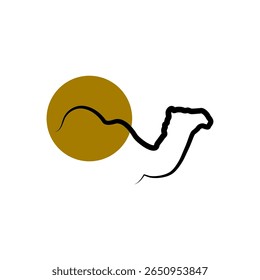 camel logo standing in the desert design on white background vector illustration