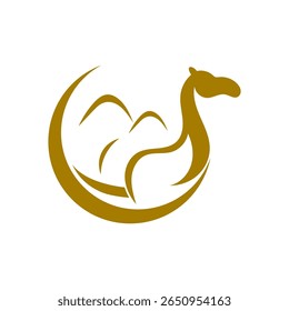camel logo standing in the desert design on white background vector illustration