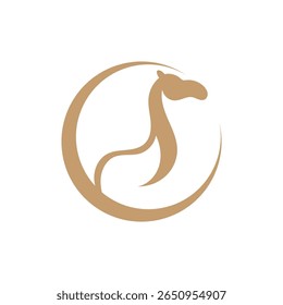 camel logo standing in the desert design on white background vector illustration