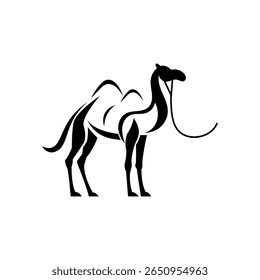camel logo standing in the desert design on white background vector illustration