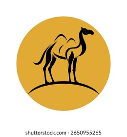 camel logo standing in the desert design on white background vector illustration