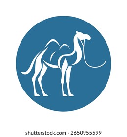 camel logo standing in the desert design on white background vector illustration
