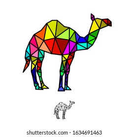 Camel lowpoly polygonal t shirt design editable eps file