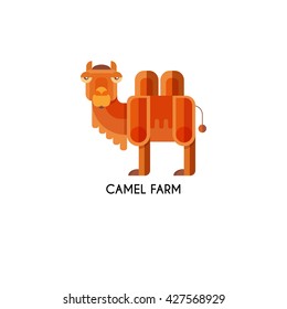 Camel made in unique geometrical flat style. Flat design template animal logo. Isolated icons for your design.