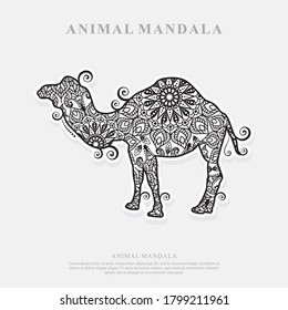 Camel Mandala Vector Line Art Style
