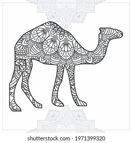 Camel Mandala. Vintage decorative elements. Oriental pattern, vector illustration.