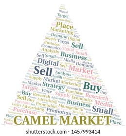 Camel Market word cloud. Vector made with text only
