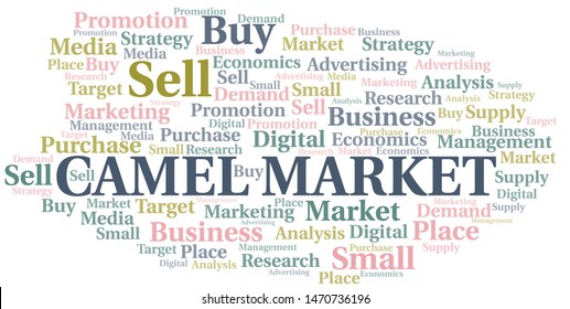 Camel Market word cloud. Vector made with text only