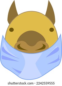 Camel in medical mask. STOP PANIC. Quarantine, stay at home, shelter in please, home office, poster. fight covid-19 corona virus. Camel fight virus concept. corona viruses 2019-ncov concept